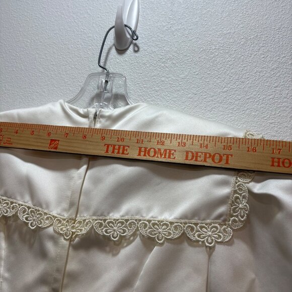 VTG Jessica Mcclintock Girls Ivory Satin & Lace Dress Size 14 Embroidered lined - Picture 7 of 10